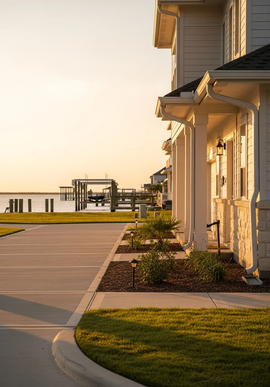 Seabrook home exterior showing waterfront character and property style.